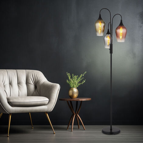 Lampadaire lampadaire lampe d'appoint lampe de salon verre 3 flammes H 165 cm