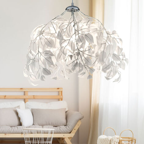 Plafonnier Moderne Hofstein – Blanc Et Chrome – Métal – Pour Salon, Chambre, Bureau