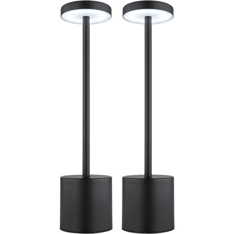 Lampe de table, lampe de salon, lampe de lecture, lampe de bureau, lampe de table, lampe d'appoint, métal plastique noir, variateur tactile CCT, LED 1,2W 138Lm 2000K, 3500K, 7000K, H 34 cm, lot de 2