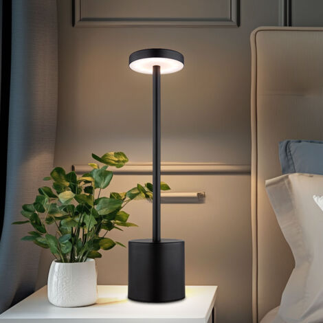 Lampe de table, lampe de salon, lampe de lecture, lampe de bureau, lampe de table, lampe d'appoint, métal plastique noir, variateur tactile CCT, LED 1,2W 138Lm 2000K, 3500K, 7000K, H 34 cm, lot de 2