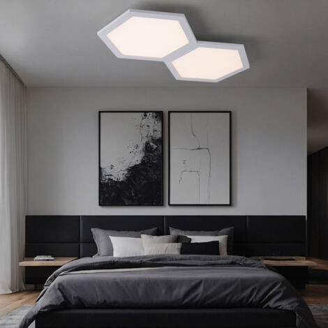 Plafonnier lampe de salon lampe de couloir lampe de chambre plafonnier lampe de salle à manger, métal aluminium plastique hexagonal blanc, LED 24W 1410Lm 3000K blanc chaud, L 52 cm