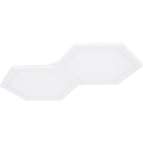 Plafonnier lampe de salon lampe de couloir lampe de chambre plafonnier lampe de salle à manger, métal aluminium plastique hexagonal blanc, LED 24W 1410Lm 3000K blanc chaud, L 52 cm