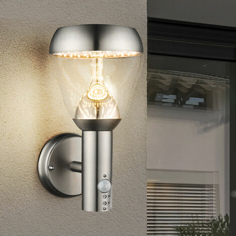 Lampe Applique Murale Luminaire de Façade LED GU10 Glas Inox Détecteur  Mouvement