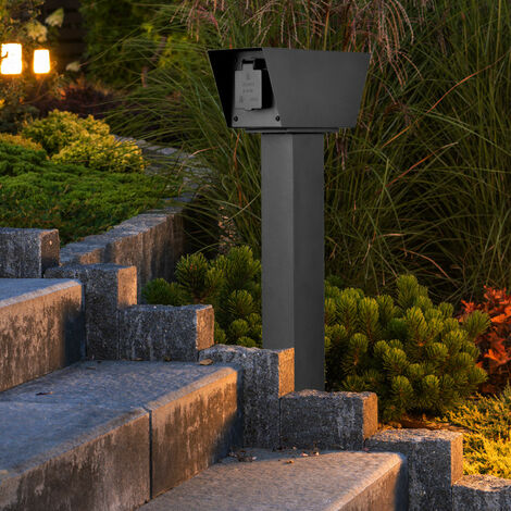 Borne de jardin extérieur avec prises IP44 + minuterie, câble en caoutchouc  1,5 m