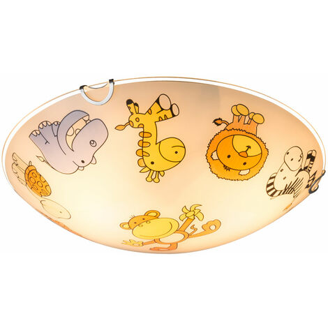 Lampe pour enfants plafonnier en verre lampe pour chambre d'enfant ronde,  verre coloré avec motifs