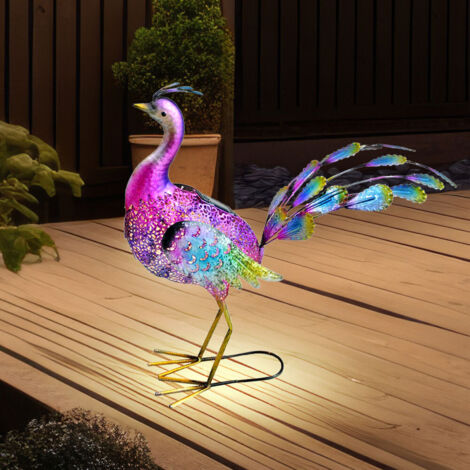 Statue D'oiseau De Jardin Solaire En Résine - Décoration Extérieure Avec Lumière LED - 14x5x11,5 Cm