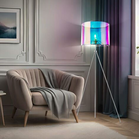 Lampadaire LED Dimmable 3 Températures - Abat-jour Lin - Salon/Chambre