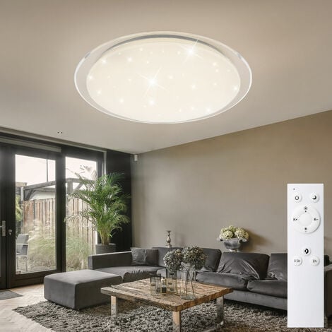Plafonnier LED salon télécommande effet ciel étoilé variateur