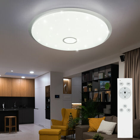Plafonnier LED dimmable avec télécommande Plafonnier LED salon cristal,  température de couleur réglable avec veilleuse, 1x