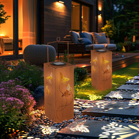 Lanternes Solaires D'extérieur Suspendues En Forme De Papillon Creux En Métal - Lanterne De Décoration LED étanche - Décoration De Jardin Délicate Pour Terrasse, Cour, Chemin, Paysage