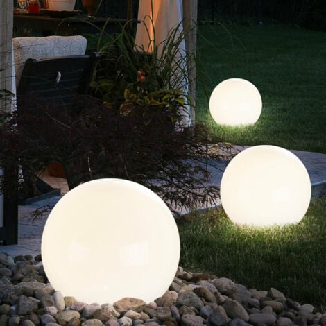 Set de 3 lampes solaires d'extérieur LED Eclairage de véranda Lampes de jardin Boules de terrasse Piquet de terre