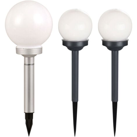 Set de 3 lampes solaires d'extérieur LED Eclairage de véranda Lampes de jardin Boules de terrasse Piquet de terre
