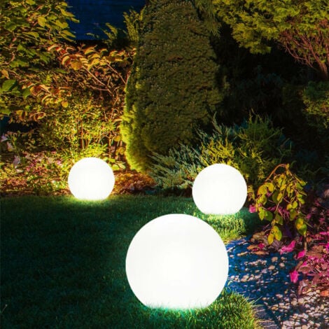 Set de 3 lampes solaires d'extérieur LED Eclairage de véranda Lampes de jardin Boules de terrasse Piquet de terre