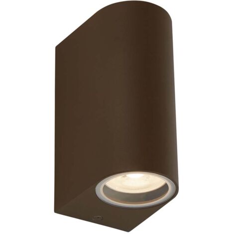 Lampe murale d'extérieur, lampe de façade GU10, éclairage de balcon en verre et aluminium marron rouille (1/3)