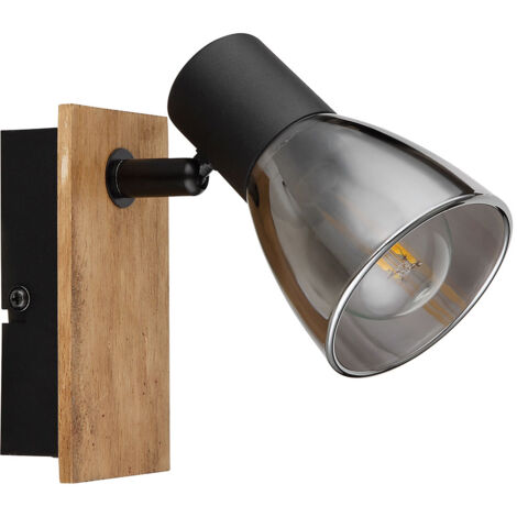 Applique murale spot mural couloir lumière chambre lampe bois métal marron foncé