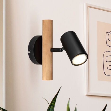 Applique murale spot mural couloir lumière chambre lampe bois métal spot