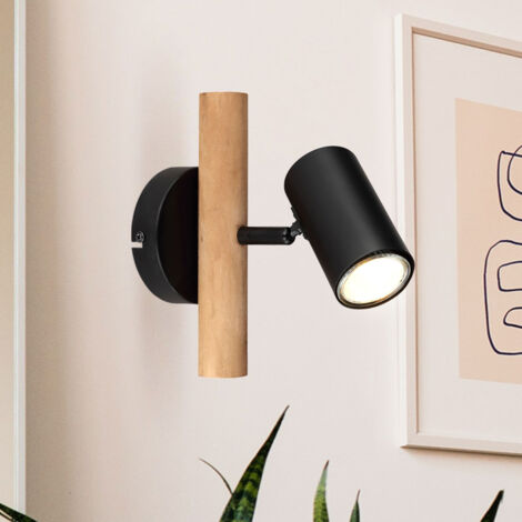 Applique murale spot mural couloir lumière chambre lampe bois métal spot