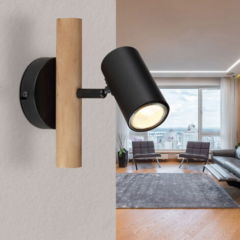 Applique murale spot mural couloir lumière chambre lampe bois métal spot