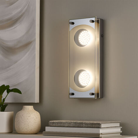 Ebern Designs Luminaire de salle de bain 3 lumières en cristal avec cadre poli miroir - Applique
