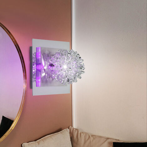 Applique murale chromée, boule tressée, lampe de salon, lampe de couloir, acier brossé, LED décorative violette, 1x douille G4, Lxl 17x17 cm