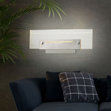 Applique murale chromée chambre salon applique LED moderne, avec interrupteur, acrylique transparent, 2x 3W 300lm blanc chaud, LxPxH 26x11x5,5 cm (1/5)