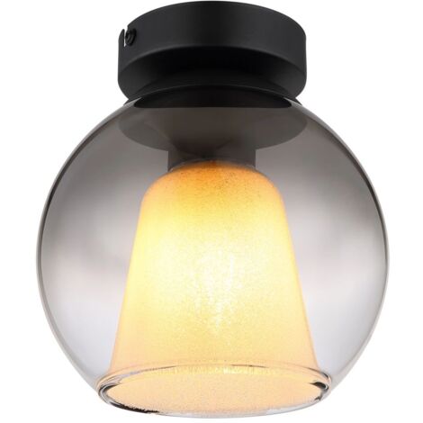 Plafonnier plafonnier salon verre fumé E27 cristaux clair noir (1/5)