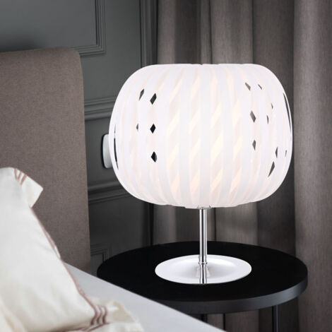 Lampe de table boule design chrome blanc 30 cm salon chambre (1/5)