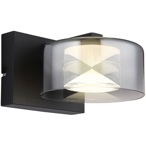 Applique murale lampe de chambre 1 lumière verre noir LED L 15 cm (1/5)