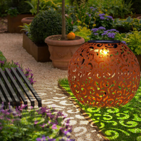 Boule Décorative Solaire Lumineuse Spetebo – 28,5 Cm, Aspect Rouille, LED Blanc Chaud, Éclairage Jardin Terrasse