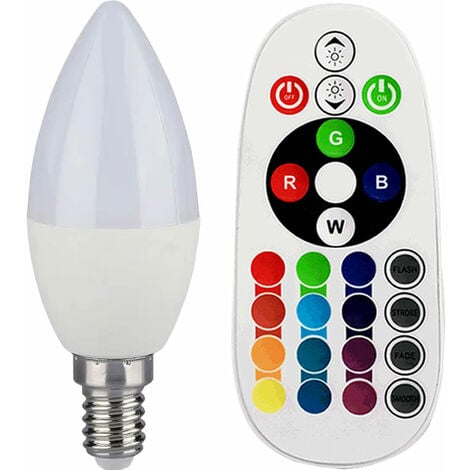Ampoules RGB LED E14 320 lumens lampe en forme de bougie 3,5 watts  TÉLÉCOMMANDE