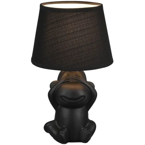 Briloner Lampe De Table Élégante Pied Céramique Marron Et Abat-jour Tissu - Lampe De Chevet 22x37,5 Cm, Interrupteur Câble