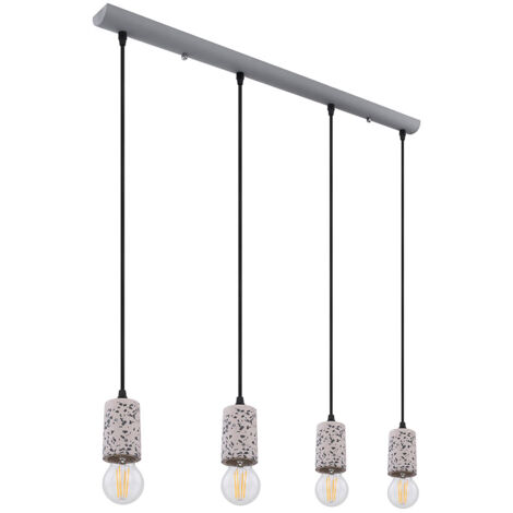 Lampe Suspendue Industrielle En Béton Terrazzo Noir - Lustre Moderne Réglable Pour Cuisine îlot, Bar, Loft - Culot E27 - 9