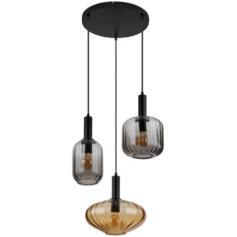 Suspension Hofstein Verre Fumé Noir - Lustre Moderne Salle à Manger - 1-3 Lumières