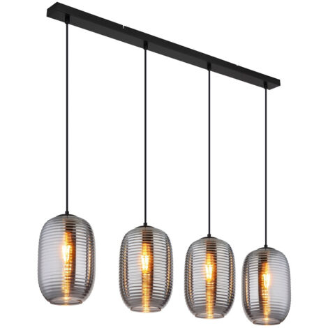 Lampe suspendue lampe de plafond lampe de salle à manger verre couleur fumée métal (1/5)