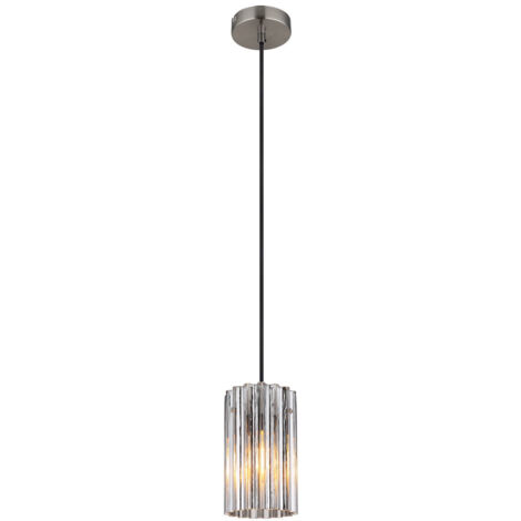 Globo Cayden Plafonnier suspendu fin en nickel mat, abat-jour en verre transparent, 1 culot E27 (1/5)