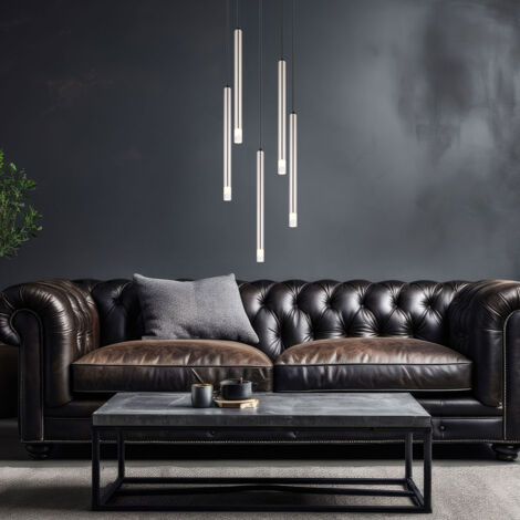 Suspension LED EGLO Lasana 3 - 3 Lampes, Argent/Chrome, 100cm - Pour Salle à Manger