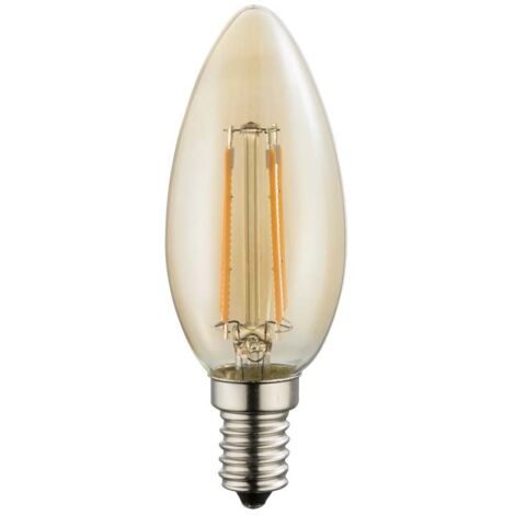 Ampoule vintage E14 ampoule LED filament rétro, verre ambre, 4 watts 350 lumens 2200 kelvins blanc chaud, DxH 3,5x10 cm (1/2)