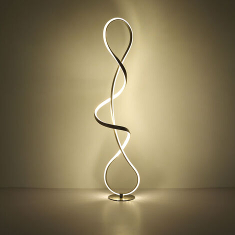 Lampadaire LED argent Lampe de salon sur pied courbe Alu, métal, 36W 2260Lm blanc neutre, LxLxH 26x20x132,5 cm (1/5)