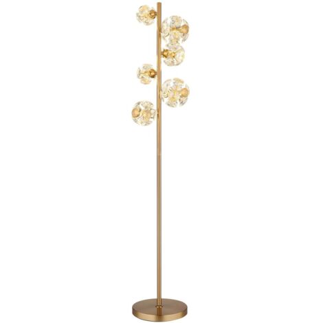 Lampadaire lampe sur pied lampe en cristal boules LED or clair lampe de salon