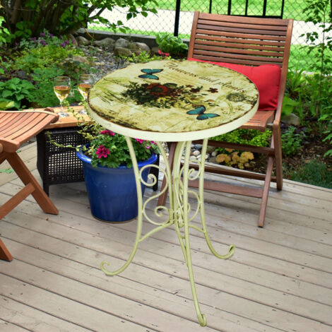Table Basse D'appoint Vintage Blanche En Fer, Palazzo INT, 60x67 Cm, Intérieur/extérieur