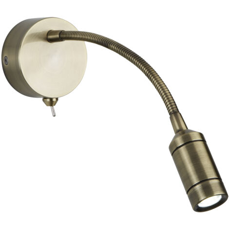 Lampe LED murale en acier inoxydable Laiton antique Bras mobile Chambre à coucher Bureau (1/5)