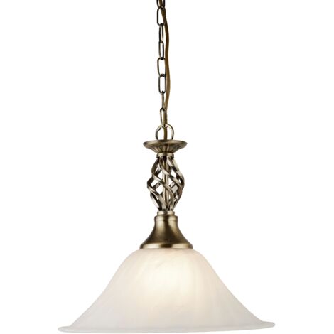 Suspension en verre de marbre du Cameroun avec suspension en laiton antique Laiton antique (1/3)