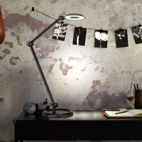 Lampe de table LED Lampe de table à intensité variable avec variateur tactile Salon, aluminium mat noir, 7,5W 850 lm blanc chaud, LxlxH 60x20x65 cm (1/5)