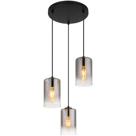 Globo Roy Suspension Cluster en verre fumé noir mat, 3 ampoules E27 (1/5)