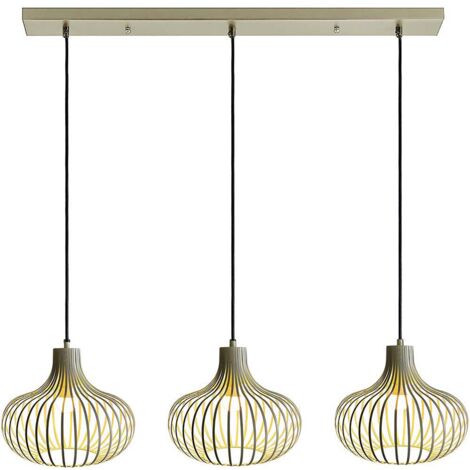 Suspension Lampe suspendue Lampe de table à manger à 3 ampoules Lampe de salon crème sable 150 cm (1/5)