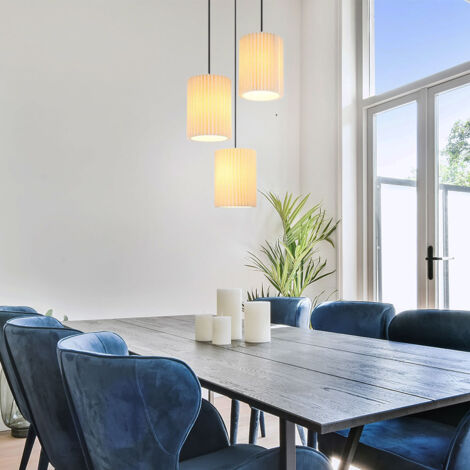 Lampe suspension lampe suspendue plafonnier lampe de salle à manger textile couleur naturelle H 120 cm (1/5)