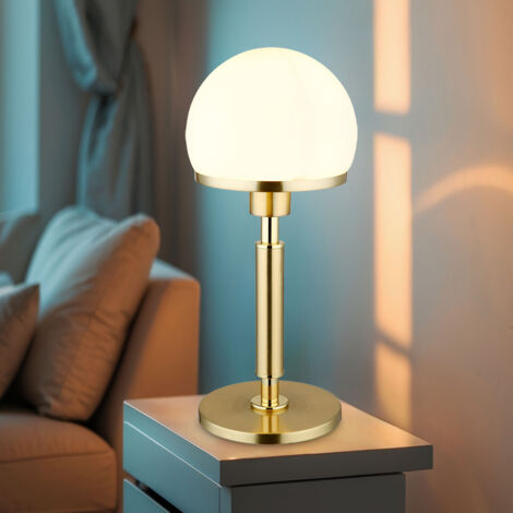 Lampe de table Salon Lampe de table Lampe de chevet couleur laiton, métal verre, 1x douille E27, DxH 18x40 cm (1/5)
