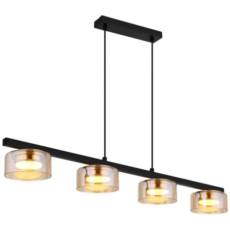 Lampe suspendue lampe de table à manger lampe suspendue LED verre ambre or 4 flammes L 90 cm (1/5)