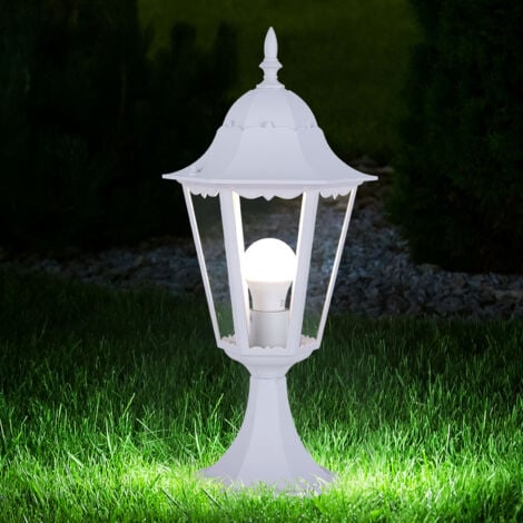 Lampe sur pied d'extérieur lanterne d'allée de jardin blanche ALU lumière de base de balcon dans un ensemble comprenant des ampoules LED