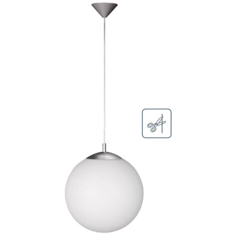 Suspension lampe suspension lampe suspension lampe de salle à manger lampe de salon, métal verre nickel opale mat, 1x douille E27, DxH 25x150cm, WOFI 6248.01.64.0250 (1/5)